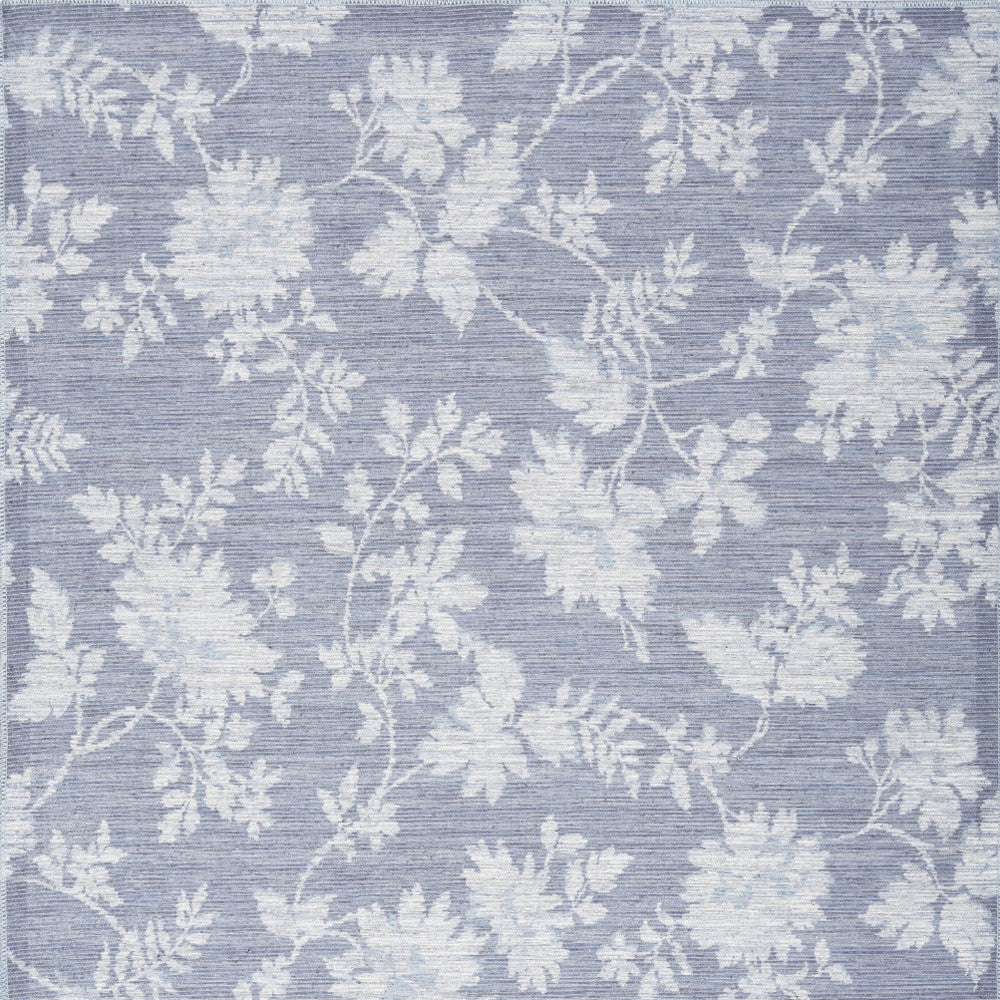 5' X 7' Grey Floral Washable Area Rug