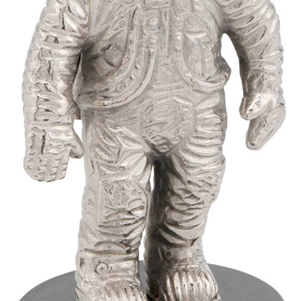 8" Silver and Black Marble Aluminum Space Man Sculpture