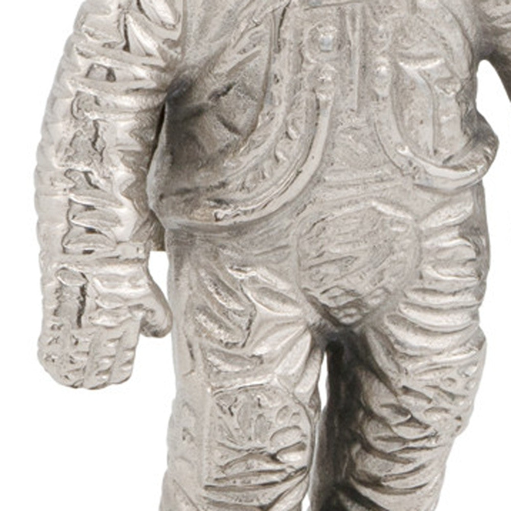8" Silver and Black Marble Aluminum Space Man Sculpture
