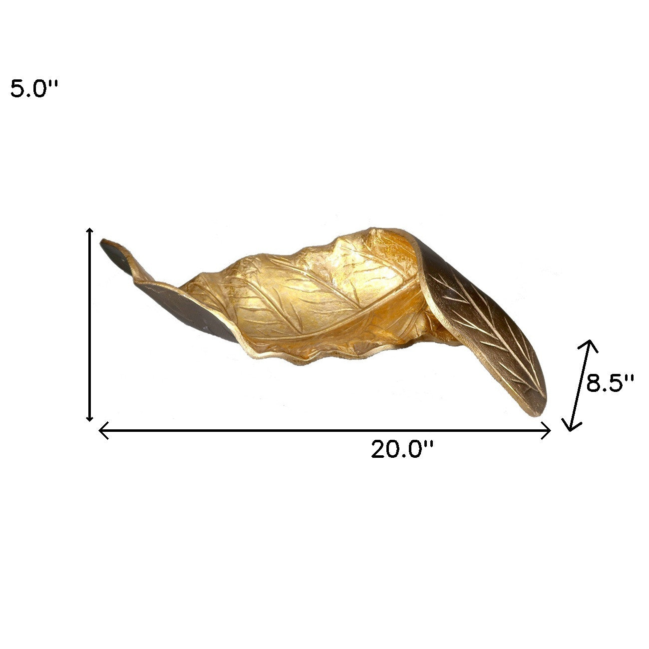 5" Two Toned Gold Twisted Leaf Sculpture