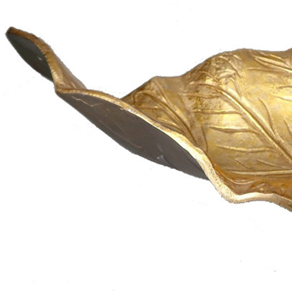 5" Two Toned Gold Twisted Leaf Sculpture