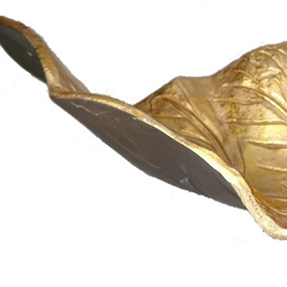 5" Two Toned Gold Twisted Leaf Sculpture