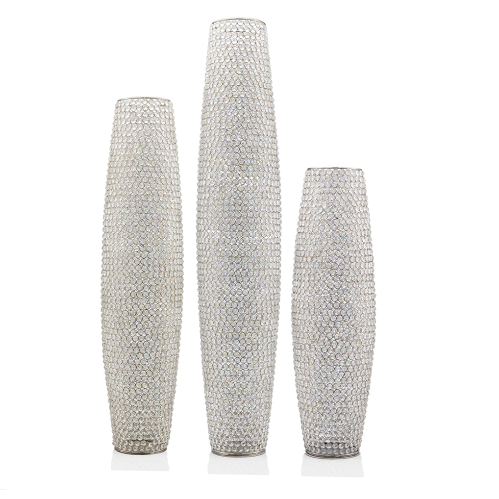 47" Bling Faux Crystal Beads Barrel Floor Vase