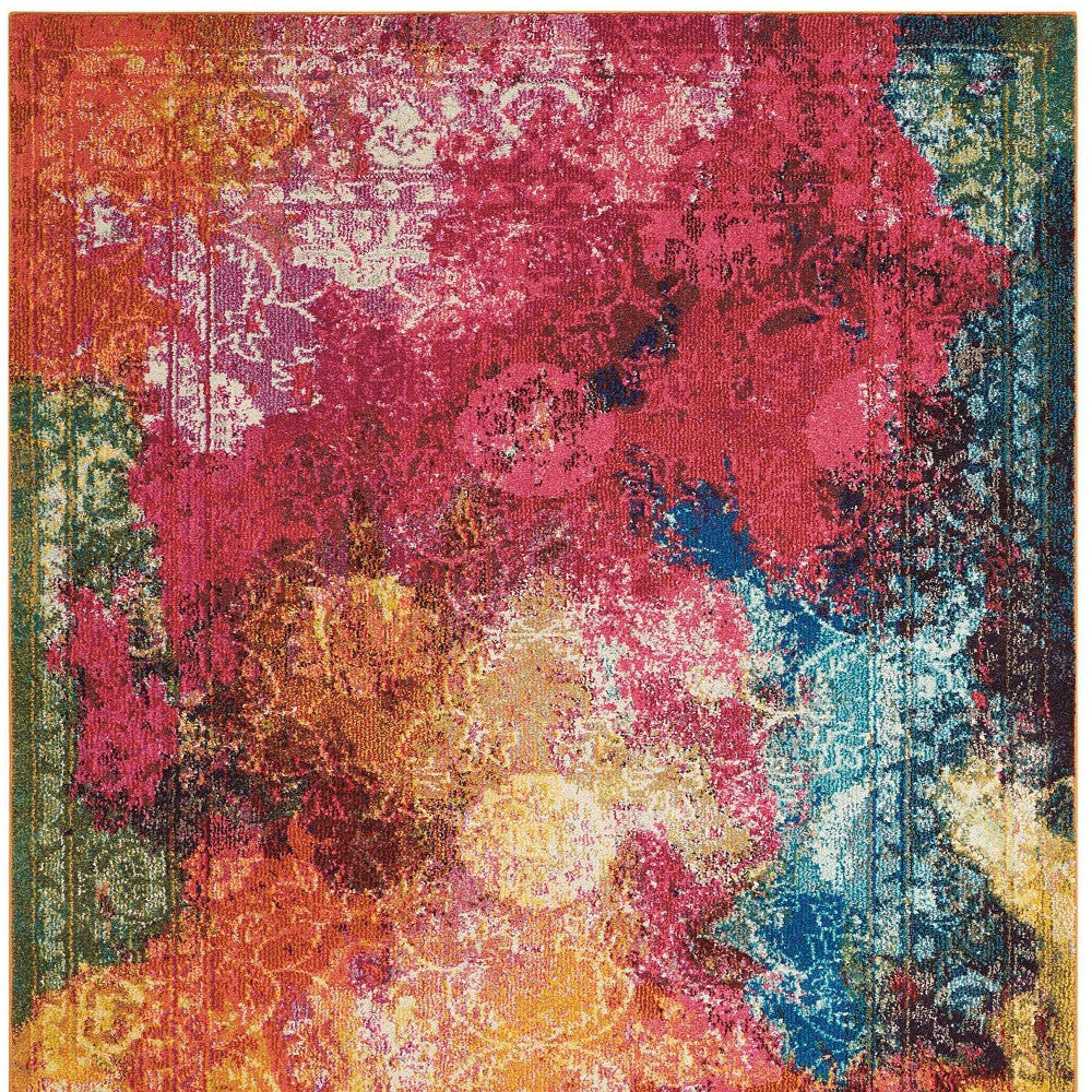 4' X 6' Seaglass Abstract Power Loom Non Skid Area Rug