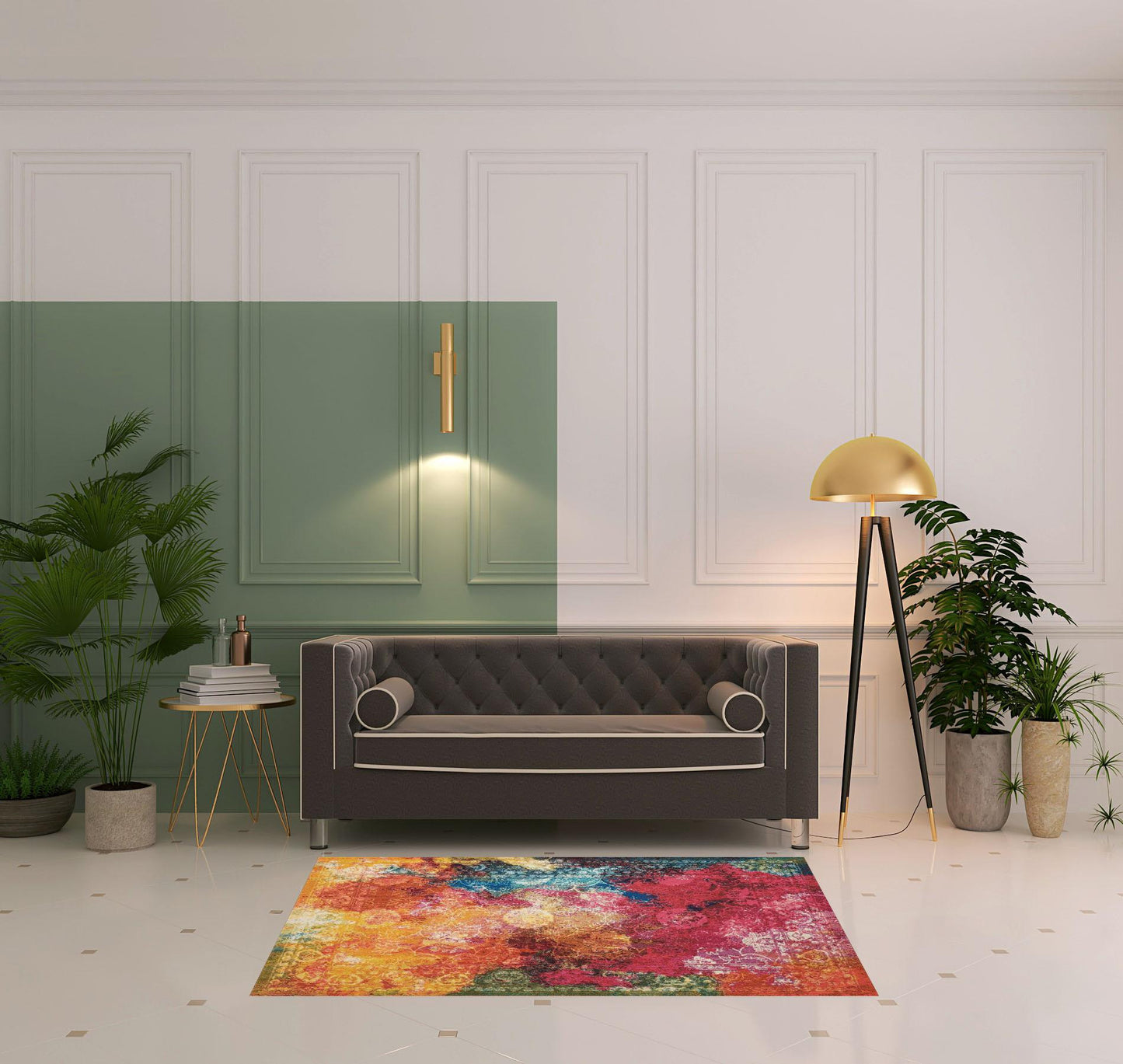 4' X 6' Seaglass Abstract Power Loom Non Skid Area Rug