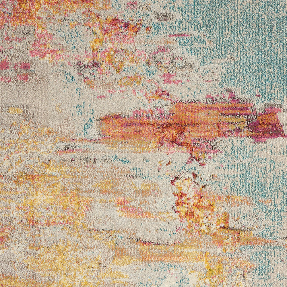5' X 7' Sealife Abstract Power Loom Non Skid Area Rug