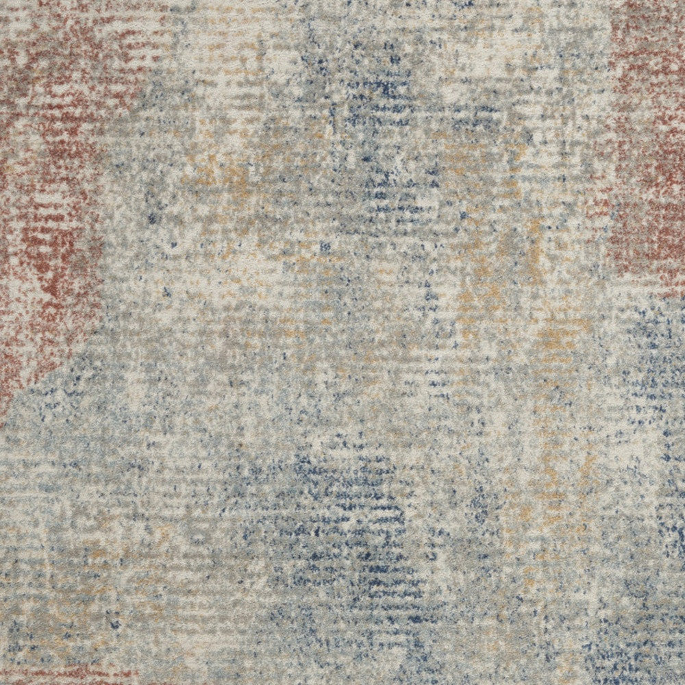 4' X 6' Ivory Abstract Power Loom Distressed Non Skid Area Rug