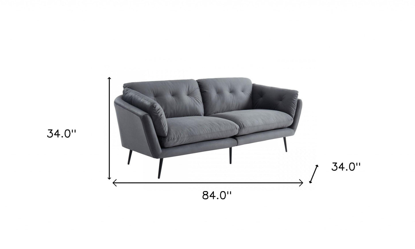 84" Grey And Black Sofa