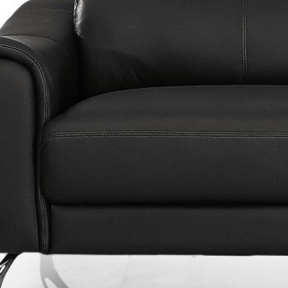 Urban 80" Black Leather Adjustable Headrest Sofa