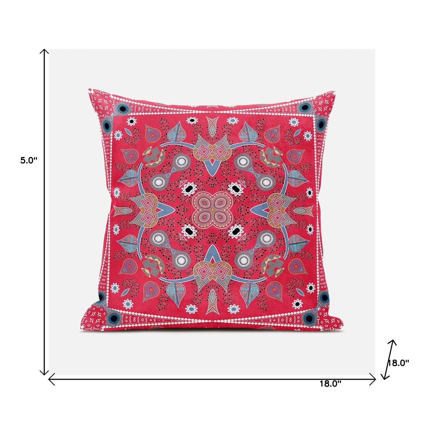 18" X 18" Red White and Blue Broadcloth Paisley Zippered Pillow