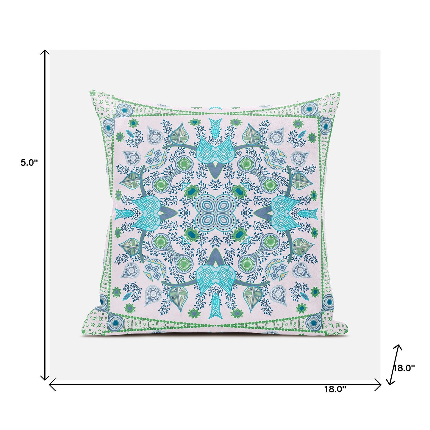 18" X 18" Blue and White Broadcloth Paisley Zippered Pillow