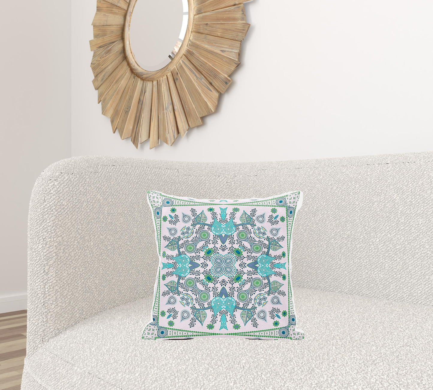 18" X 18" Blue and White Broadcloth Paisley Zippered Pillow