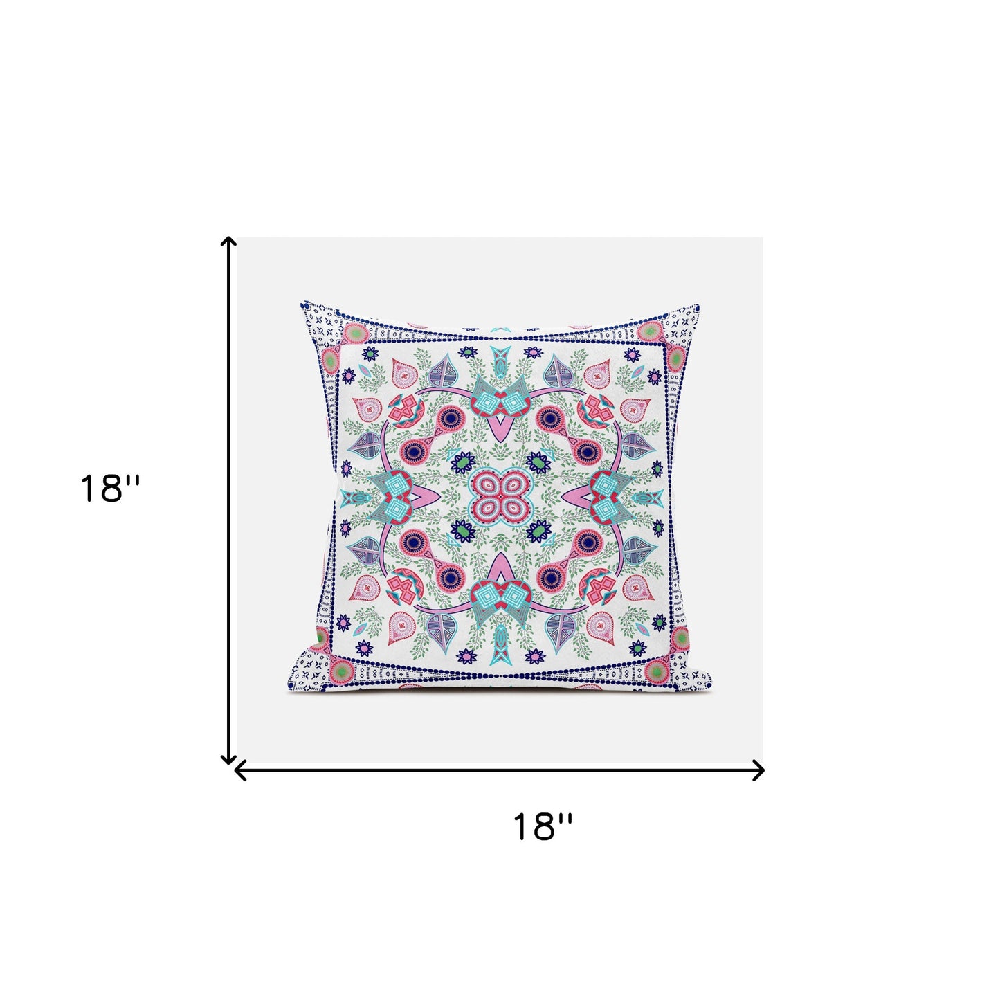 18" X 18" Pink and White Broadcloth Paisley Zippered Pillow