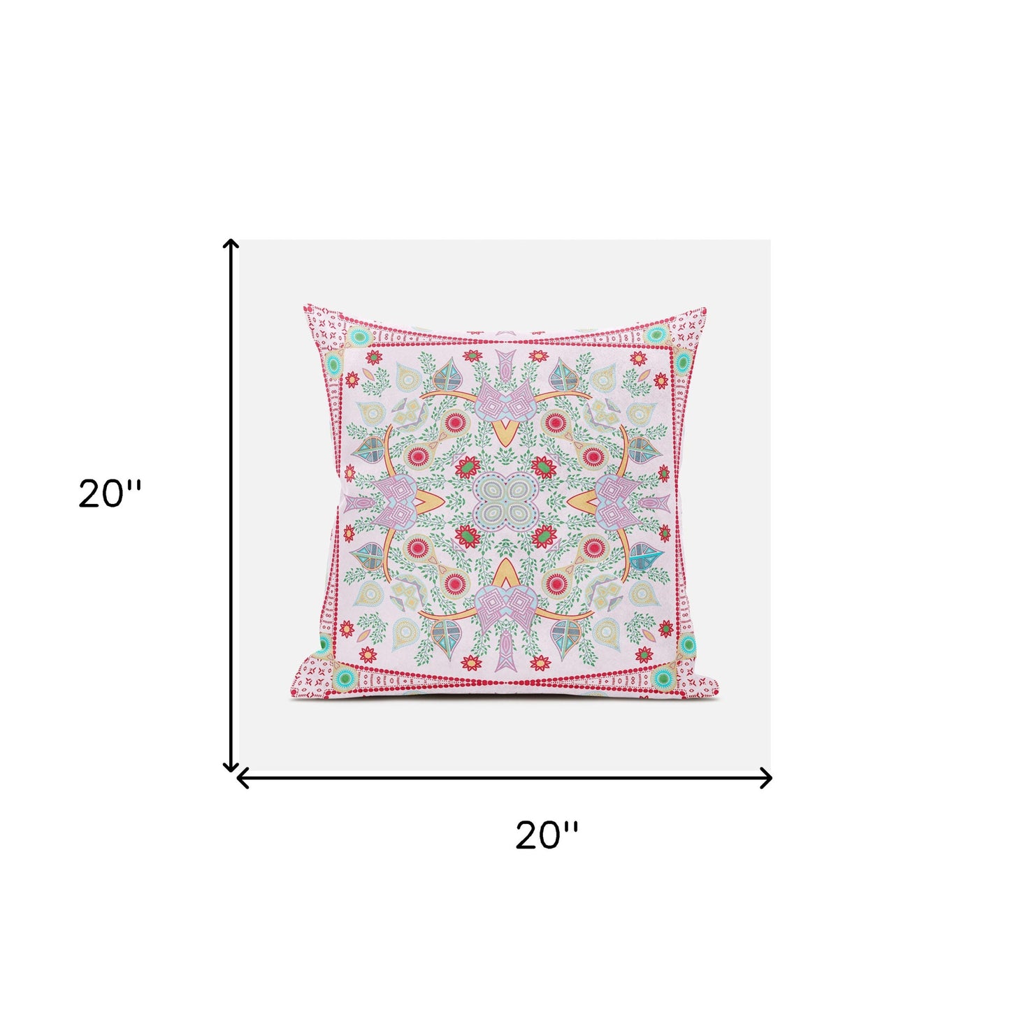 20" X 20" Red and White Broadcloth Paisley Zippered Pillow