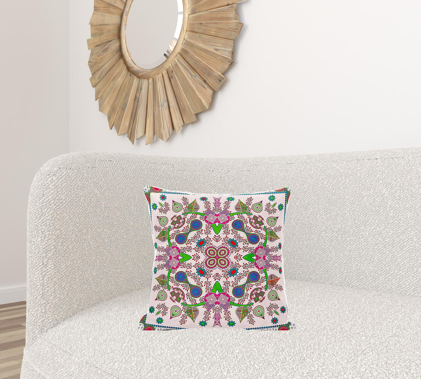 18" X 18" Pink and Purple Broadcloth Paisley Zippered Pillow
