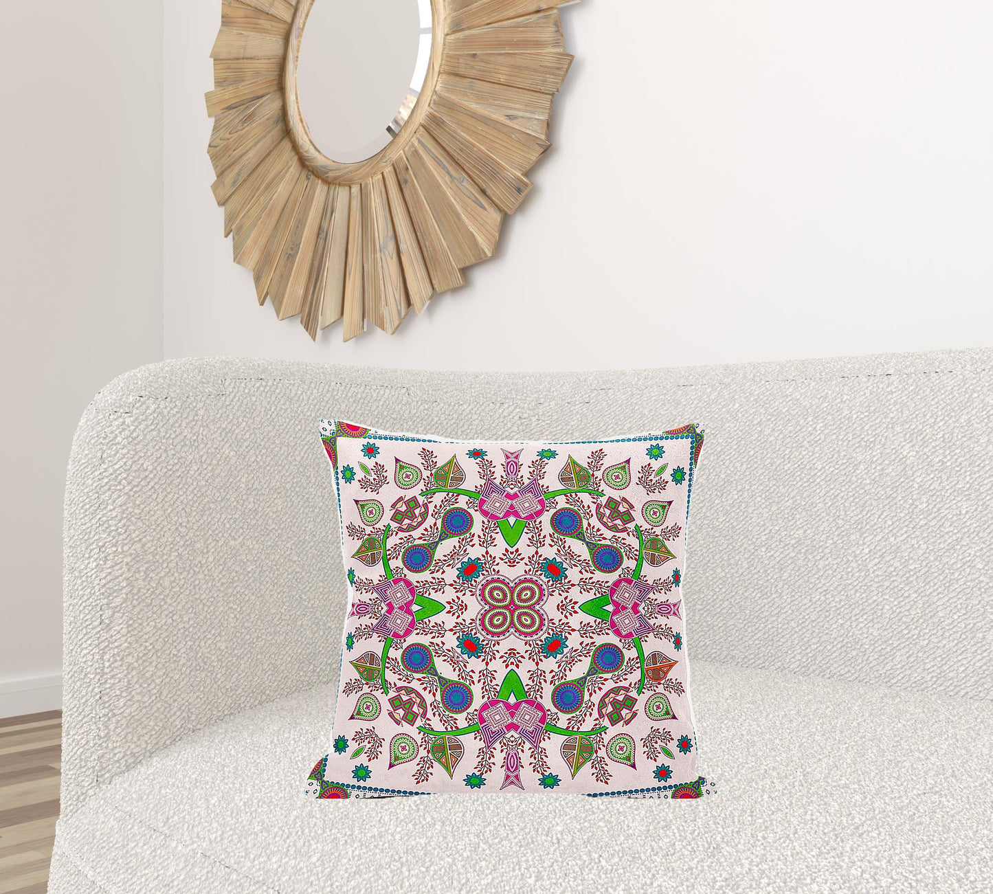 20" X 20" Pink and Purple Broadcloth Paisley Zippered Pillow