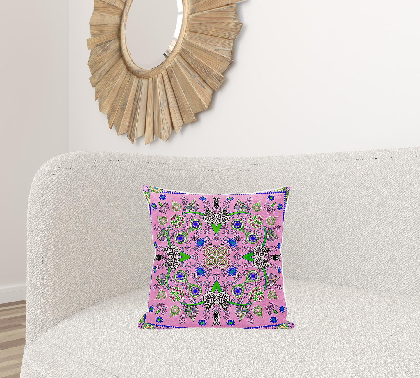 18" X 18" Blue and Pink Broadcloth Paisley Zippered Pillow