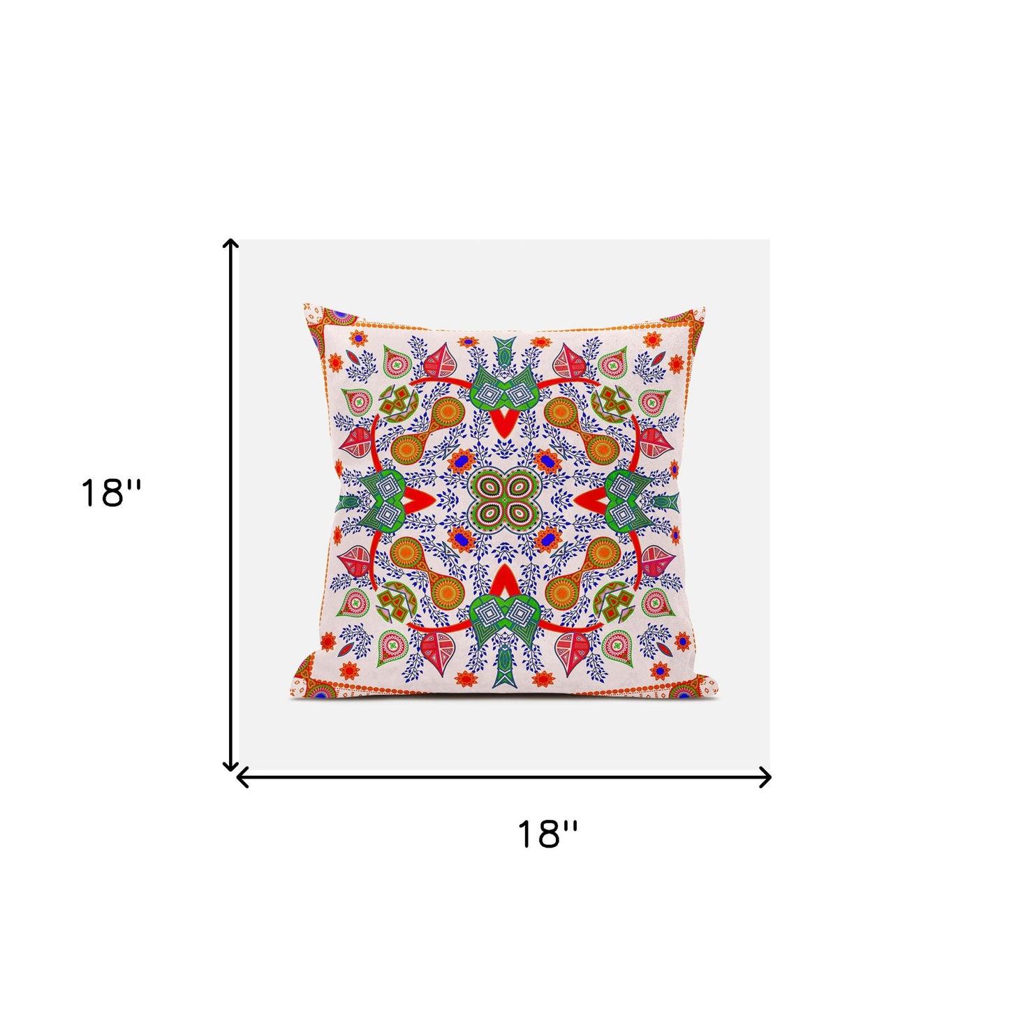 18" X 18" Red and White Broadcloth Paisley Zippered Pillow