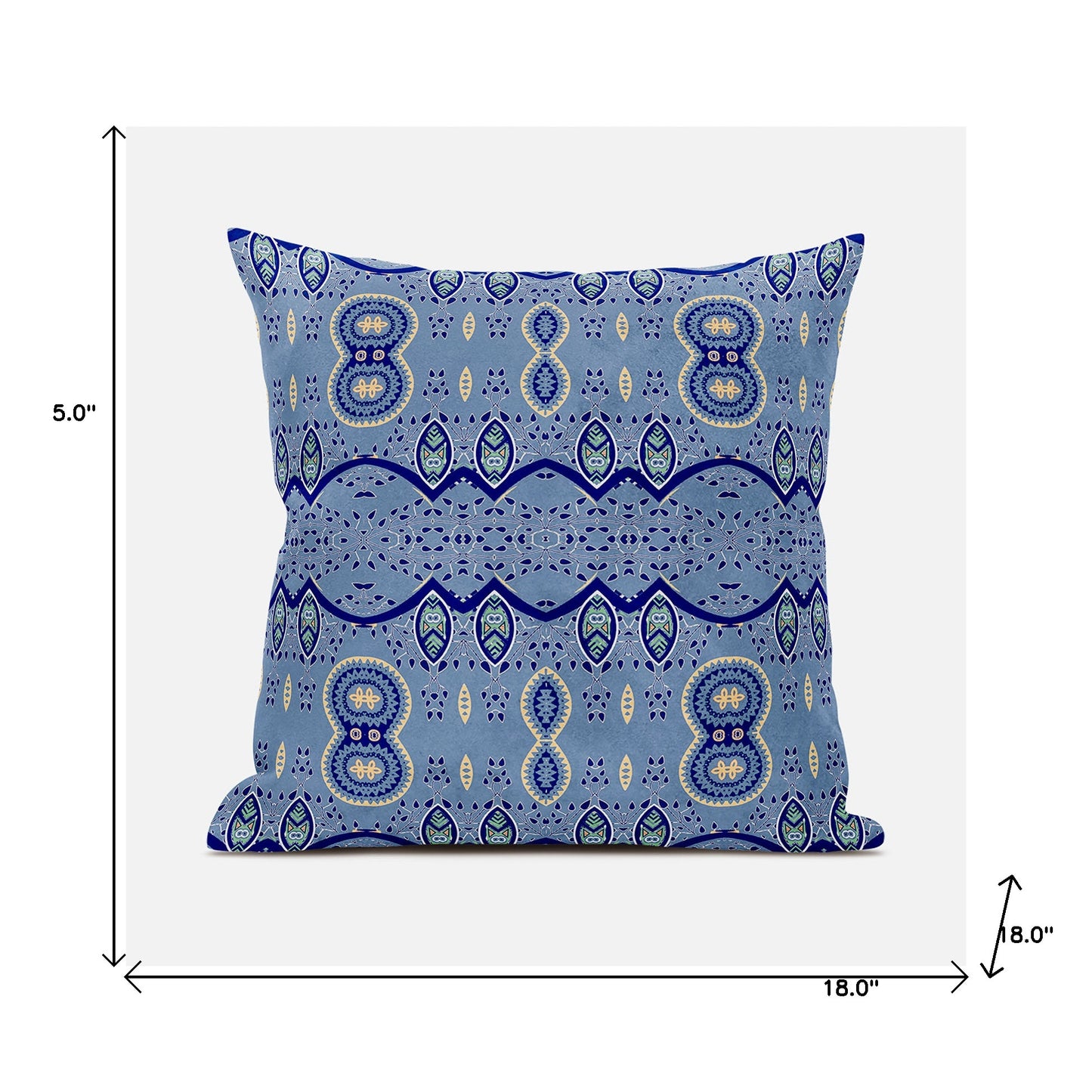 18" X 18" Navy Blue Broadcloth Paisley Zippered Pillow