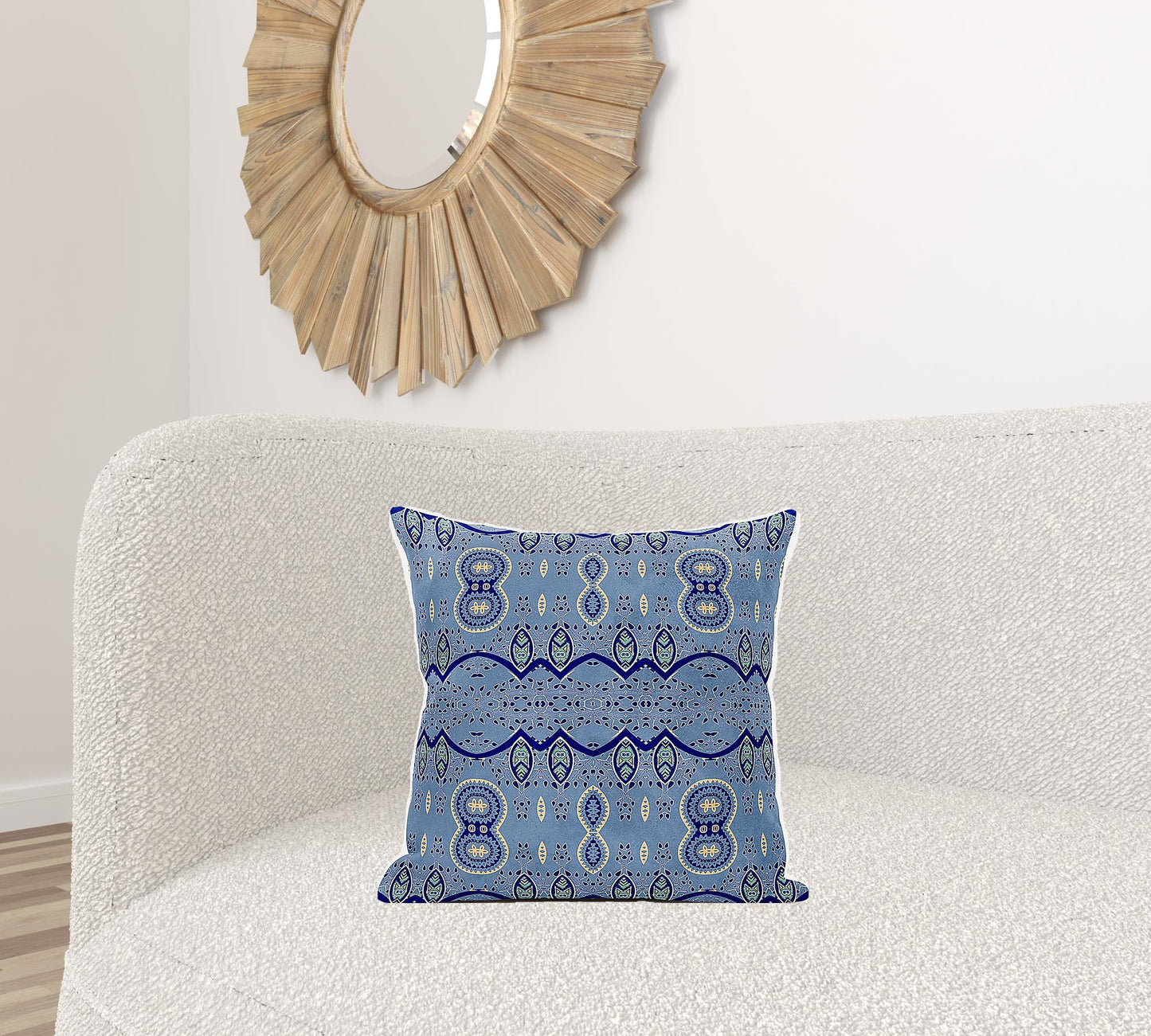 18" X 18" Navy Blue Broadcloth Paisley Zippered Pillow