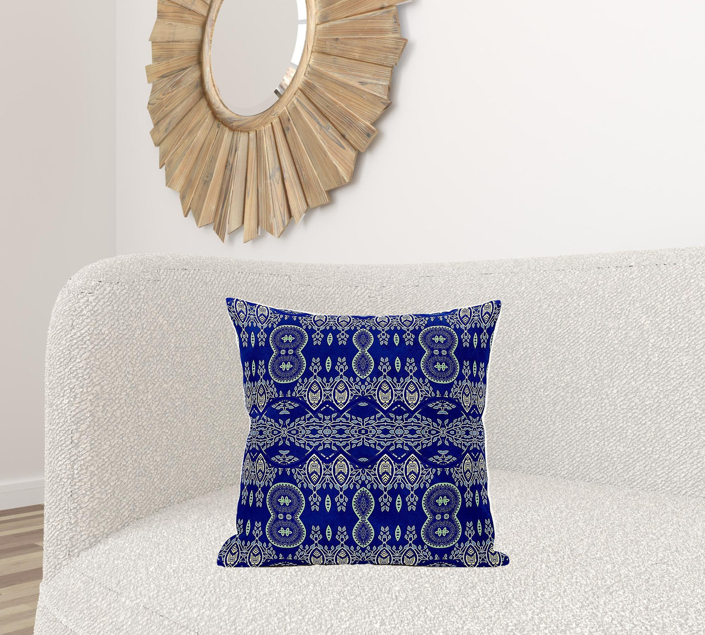 20" X 20" Navy Blue Broadcloth Paisley Zippered Pillow
