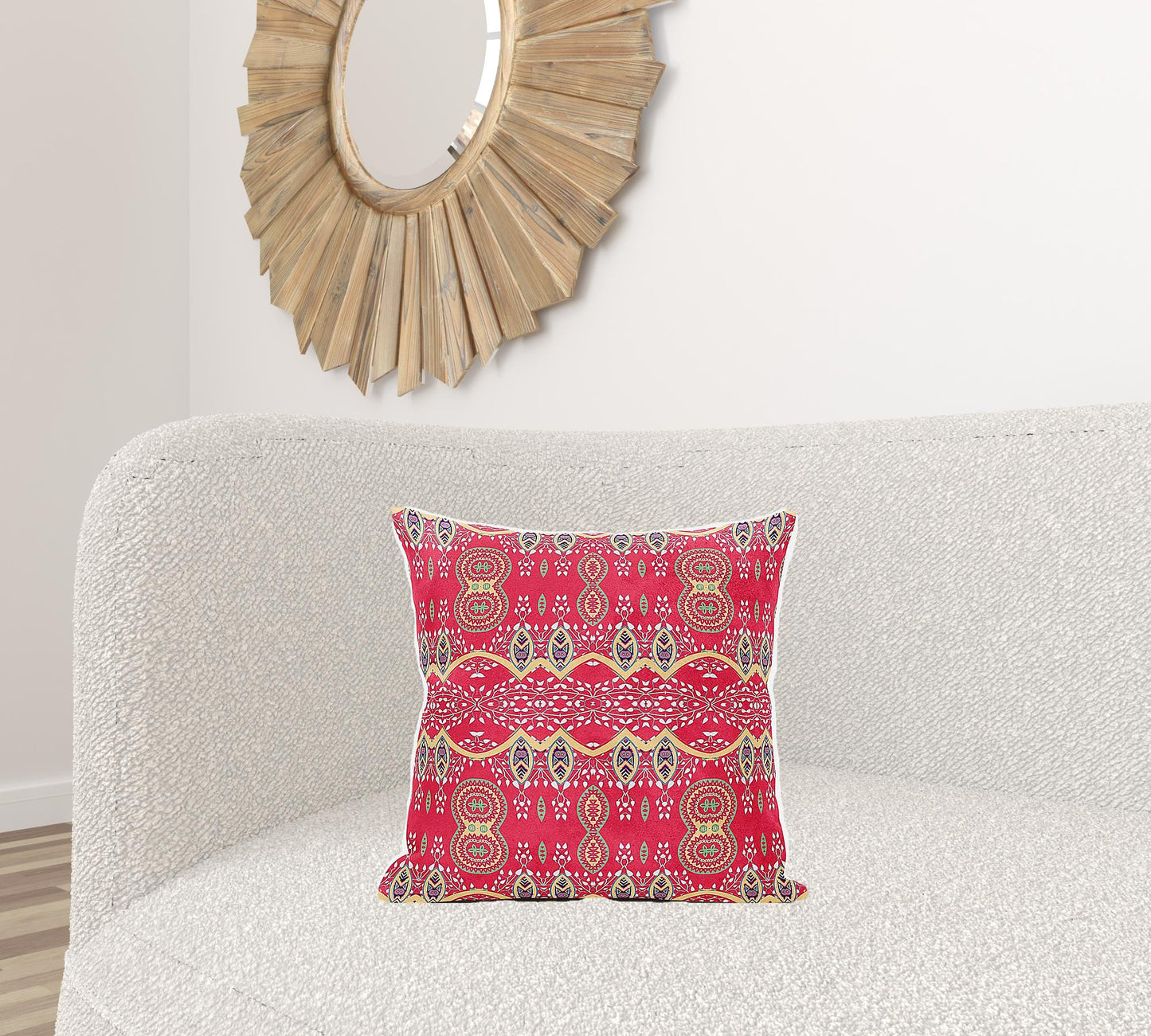 18" X 18" Red and White Broadcloth Paisley Zippered Pillow
