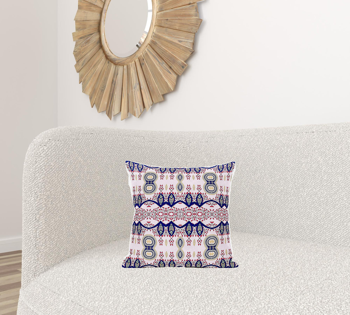 16" X 16" Red White and Blue Broadcloth Paisley Zippered Pillow