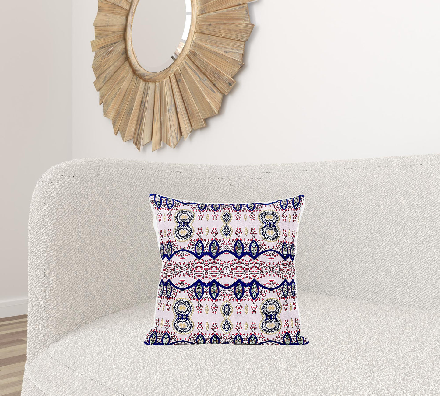 18" X 18" Red White and Blue Broadcloth Paisley Zippered Pillow