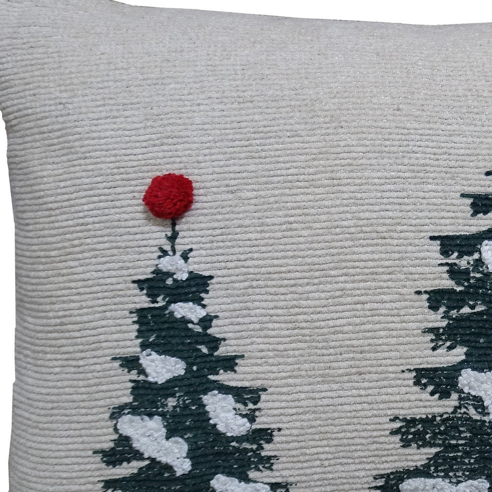 14" X 24" Red And Green Zippered Cotton Blend Christmas Tree Throw Pillow