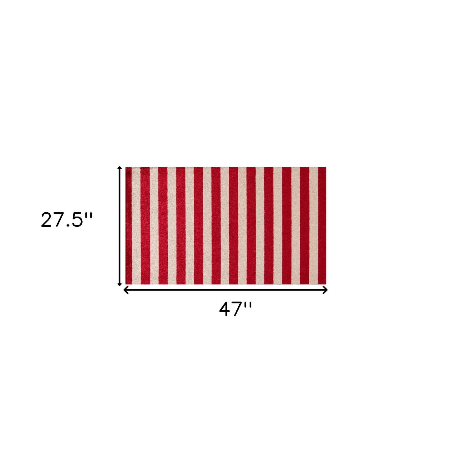 2' X 4' Red And Sand Striped Tufted Washable Non Skid Area Rug