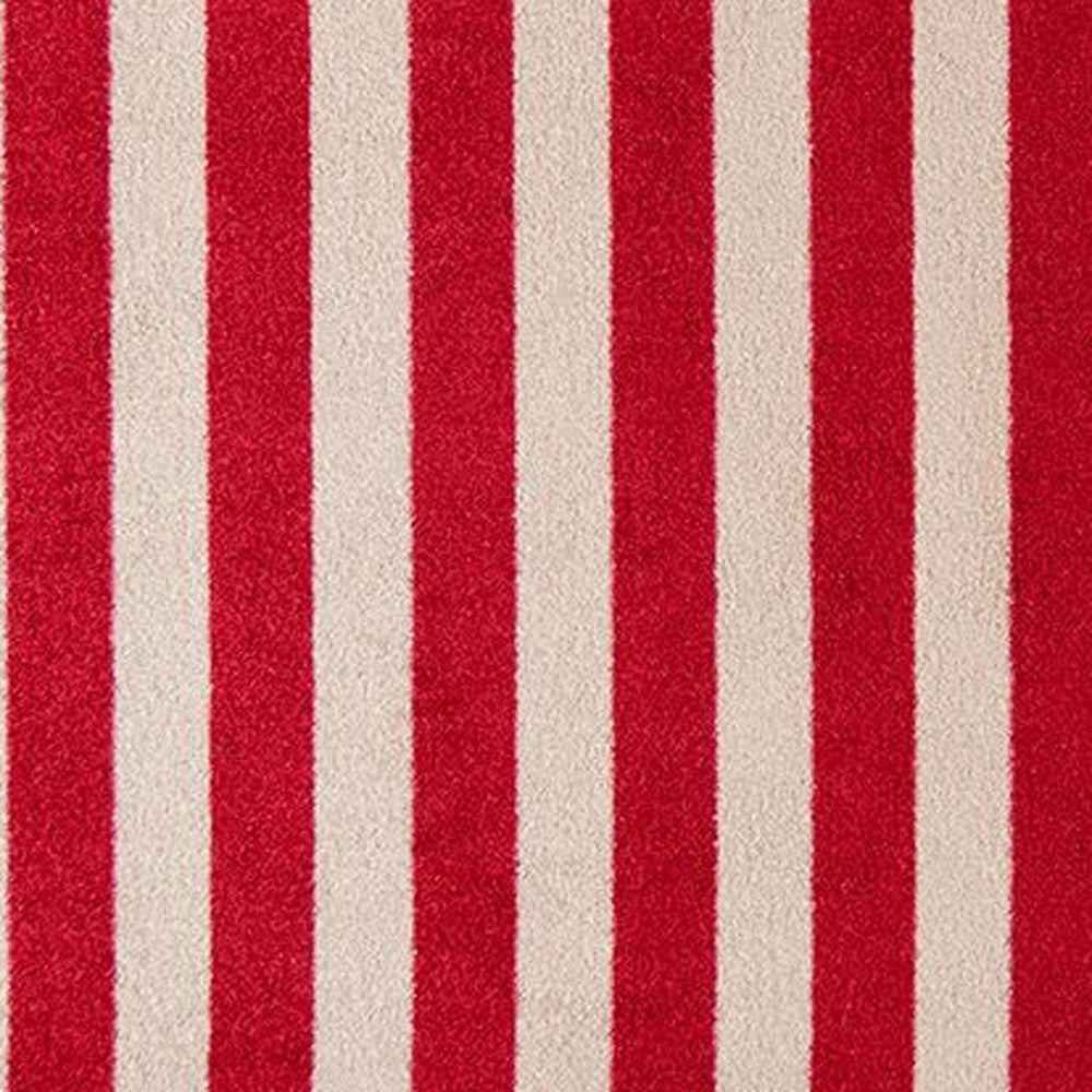2' X 4' Red And Sand Striped Tufted Washable Non Skid Area Rug