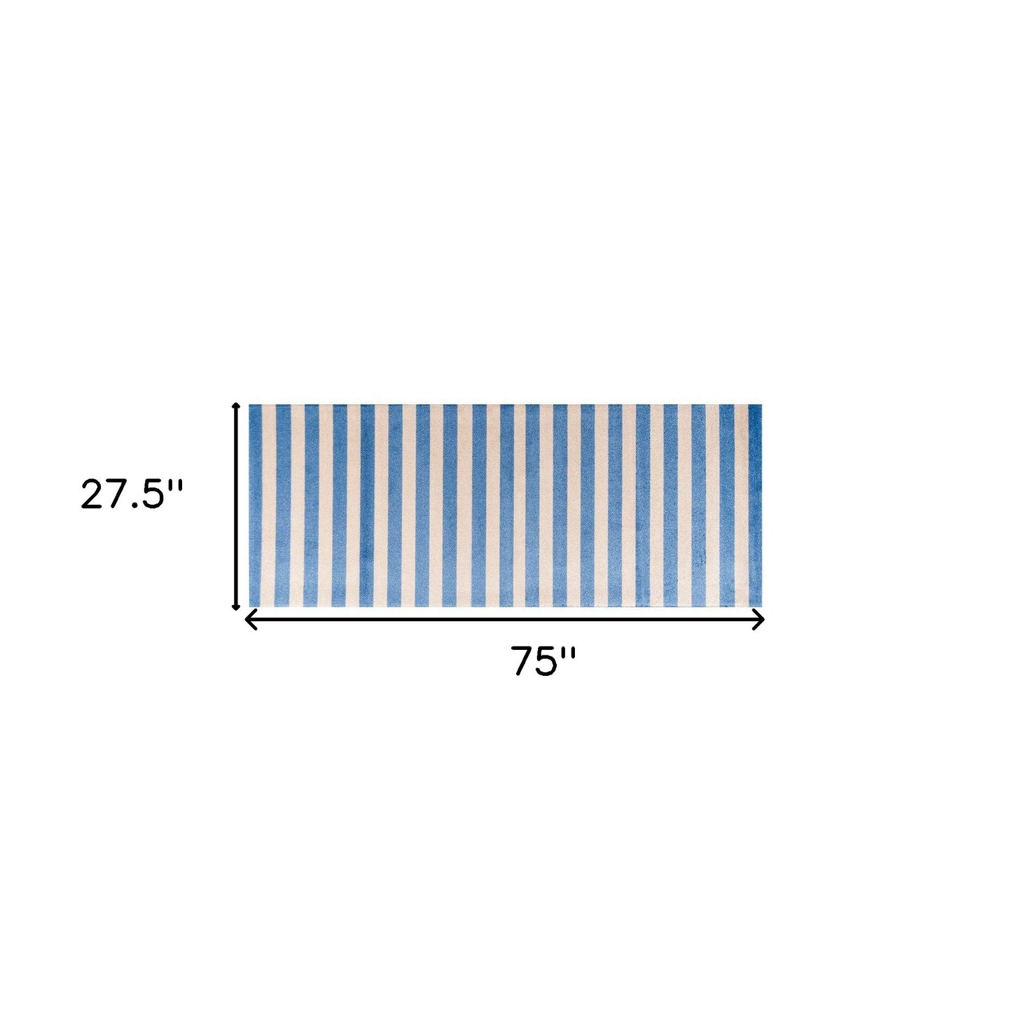 2' X 6' Ocean Blue And Sand Striped Tufted Washable Non Skid Area Rug