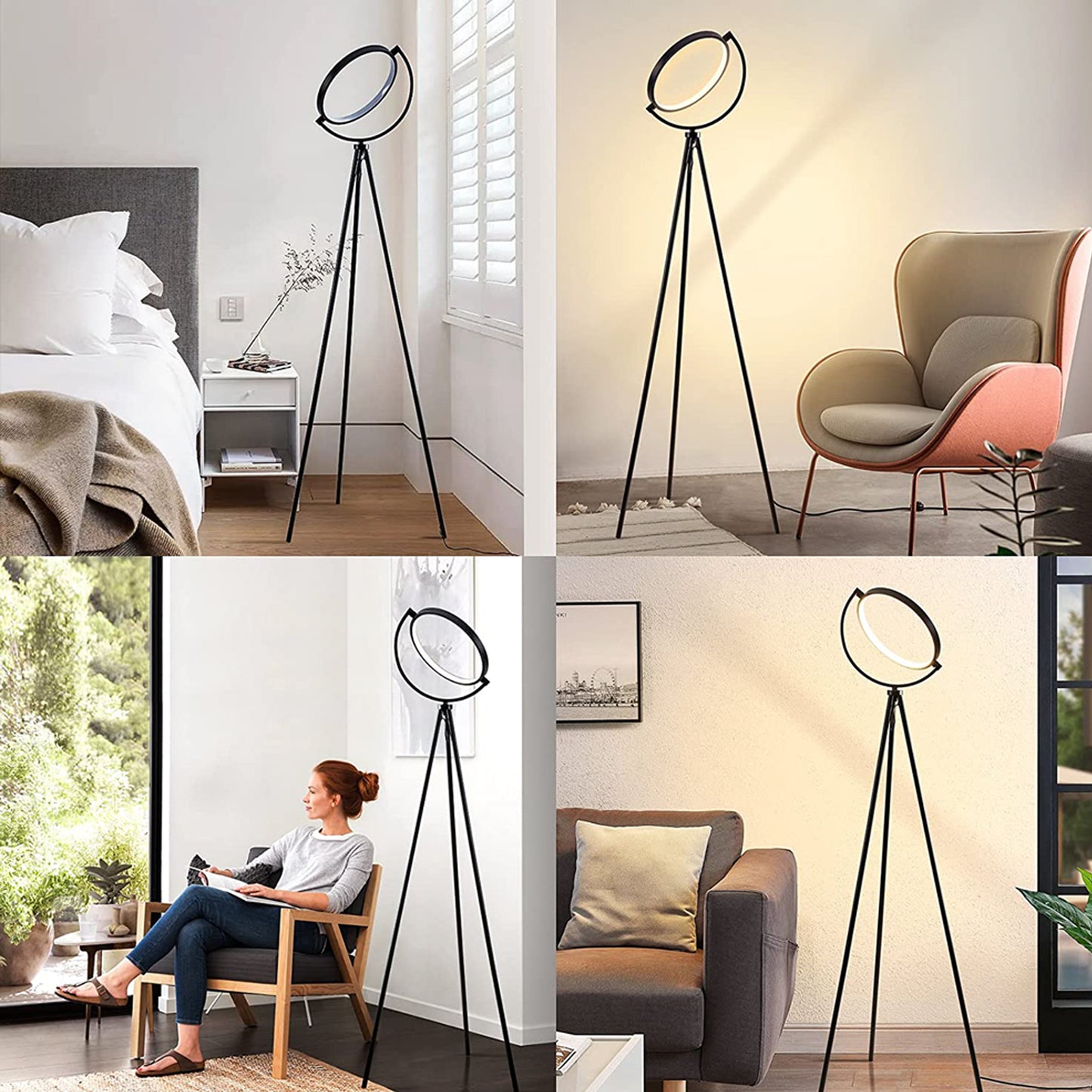 60" Black LED Tripod Floor Lamp With Globe