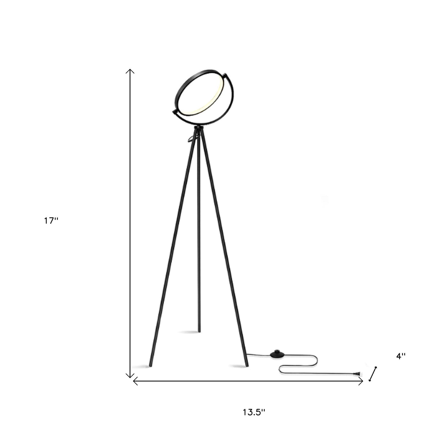 60" Black LED Tripod Floor Lamp With Globe
