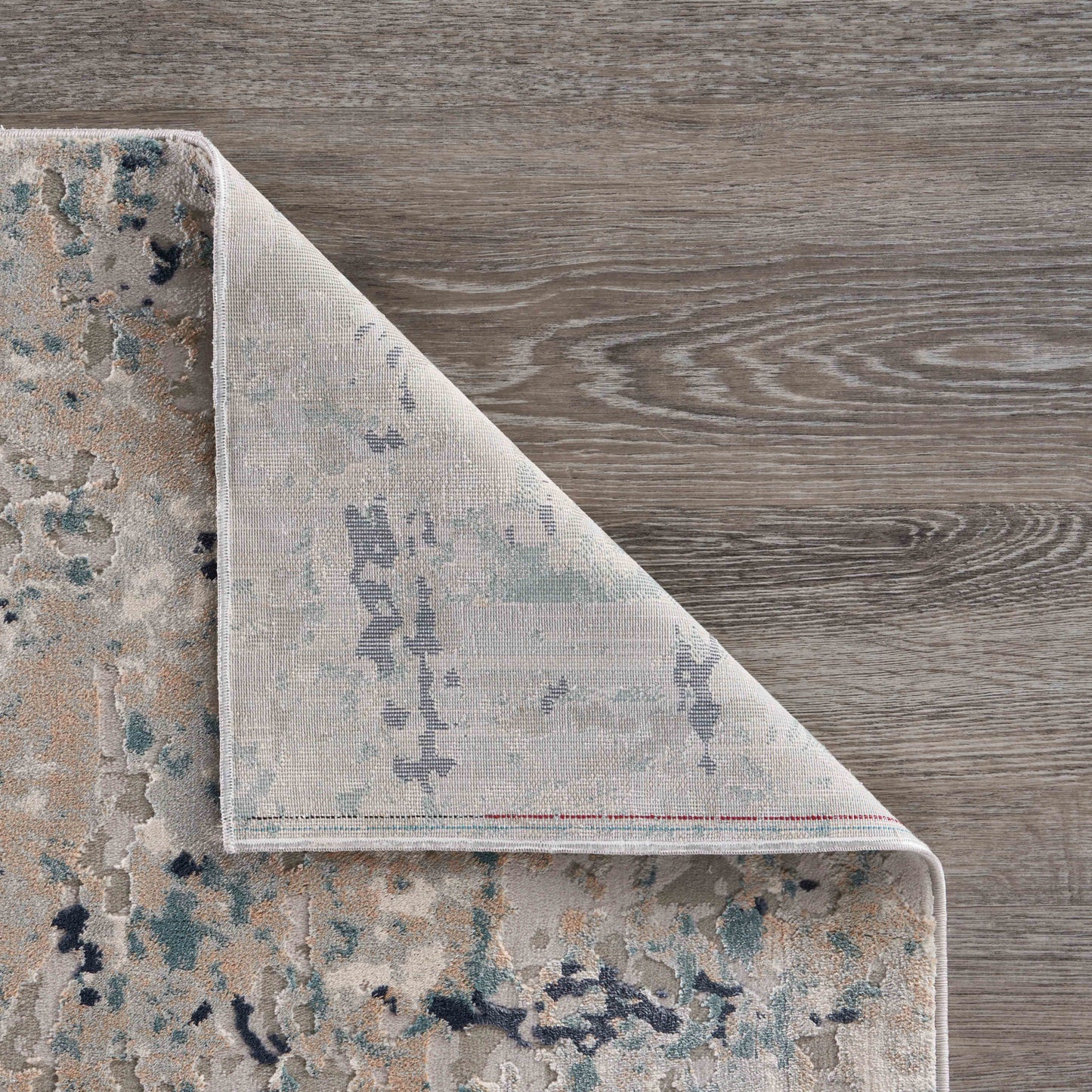 2' X 3' Gray Blue Taupe And Cream Abstract Distressed Stain Resistant Area Rug
