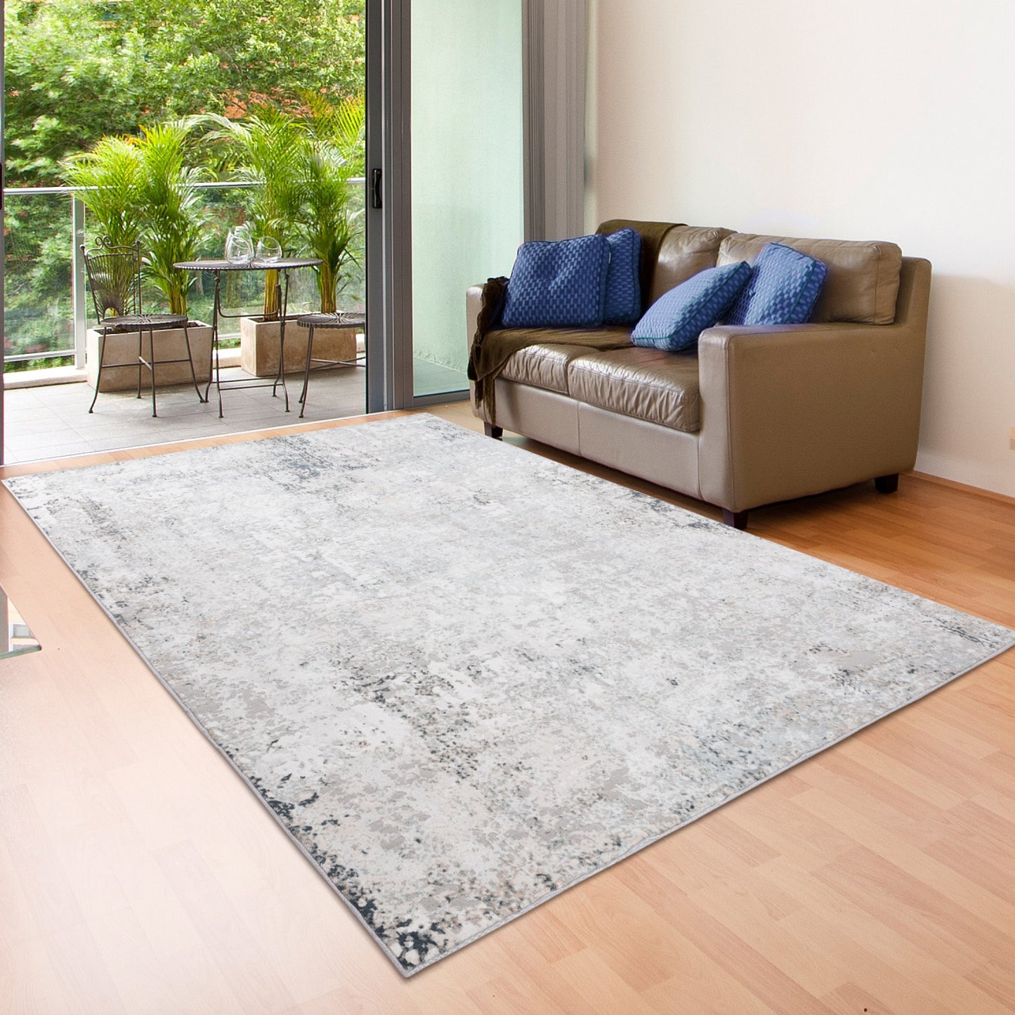 9 X 12' Gray Cream And Taupe Abstract Stain Resistant Area Rug