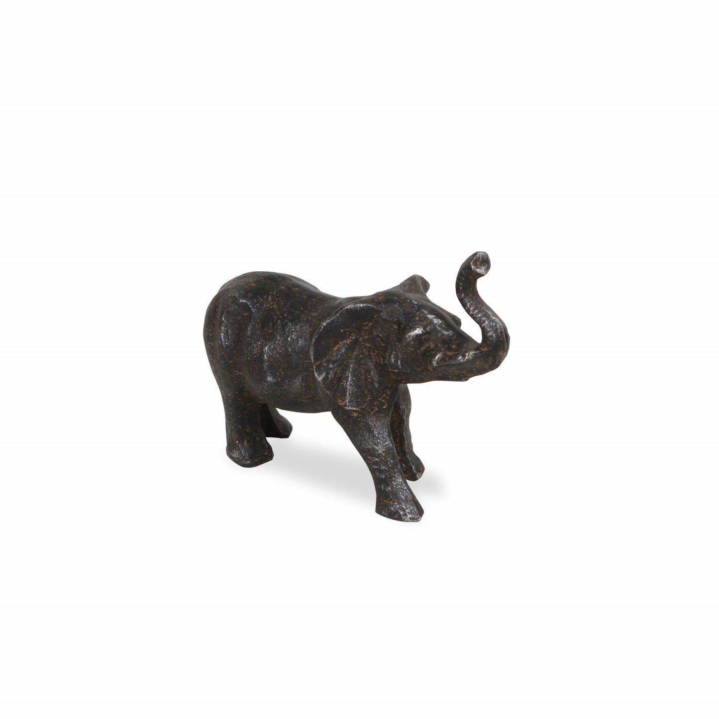 7" Gray Rustic Cast Iron Elephant Hand Painted Sculpture