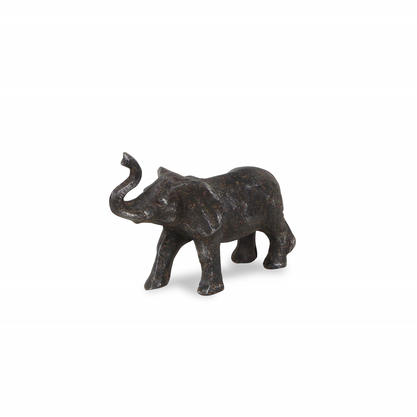 7" Gray Rustic Cast Iron Elephant Hand Painted Sculpture