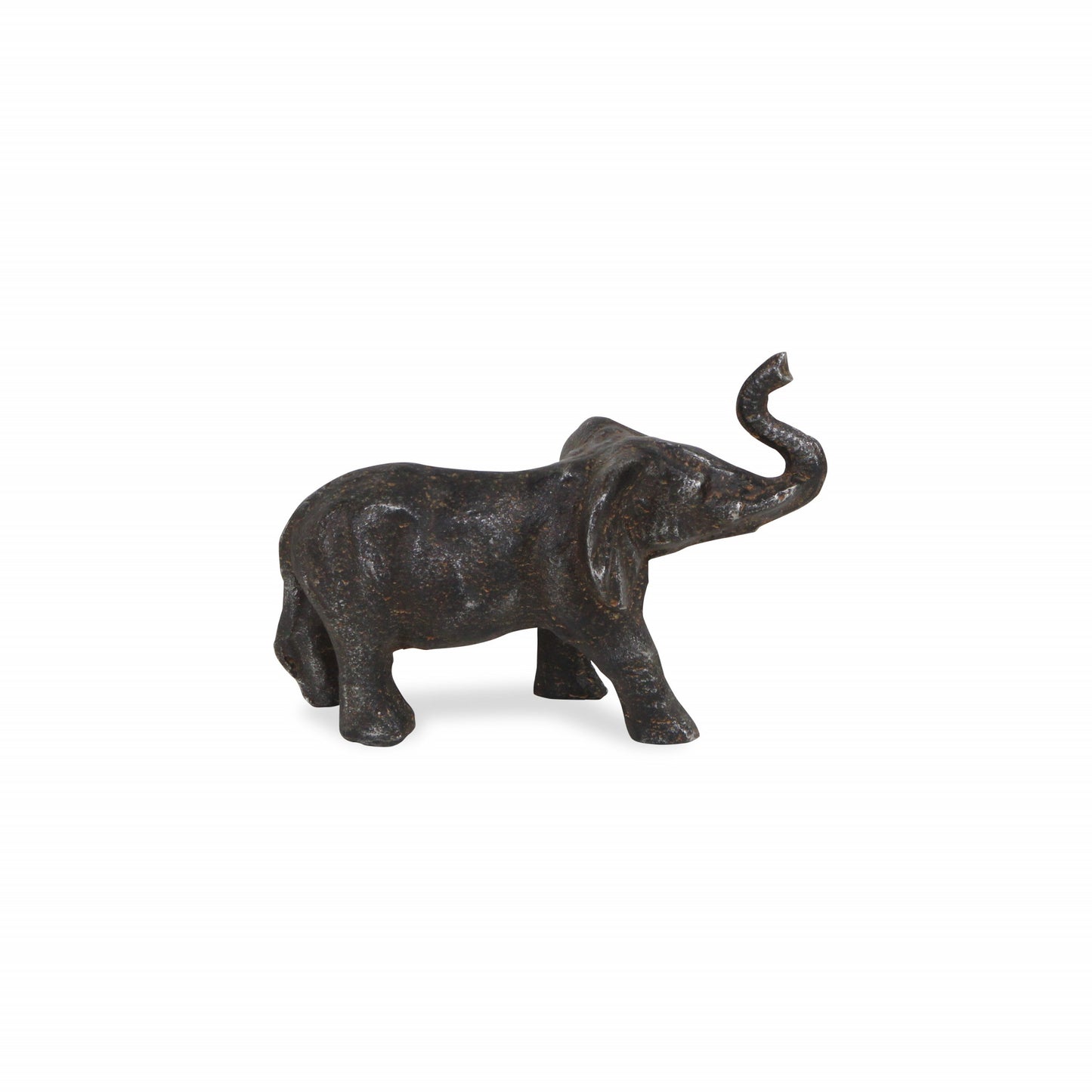 7" Gray Rustic Cast Iron Elephant Hand Painted Sculpture