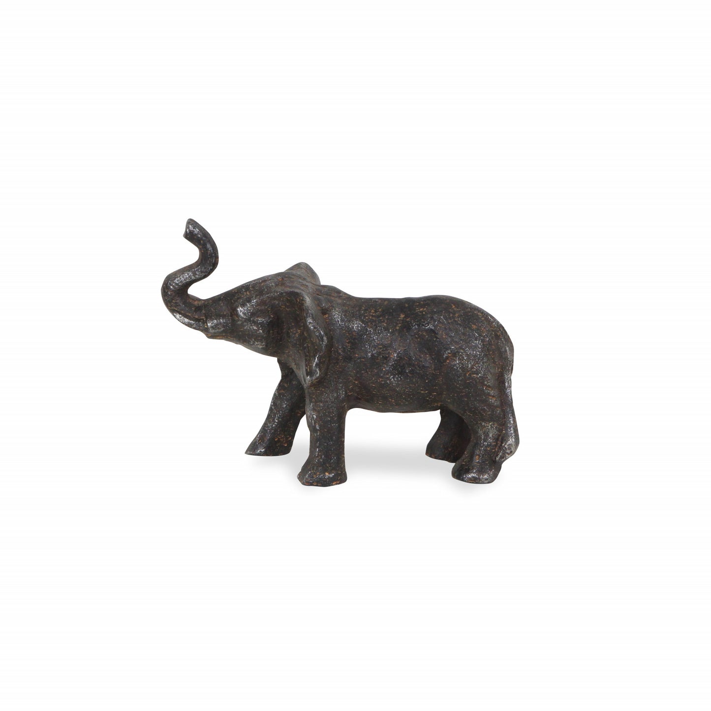 7" Gray Rustic Cast Iron Elephant Hand Painted Sculpture