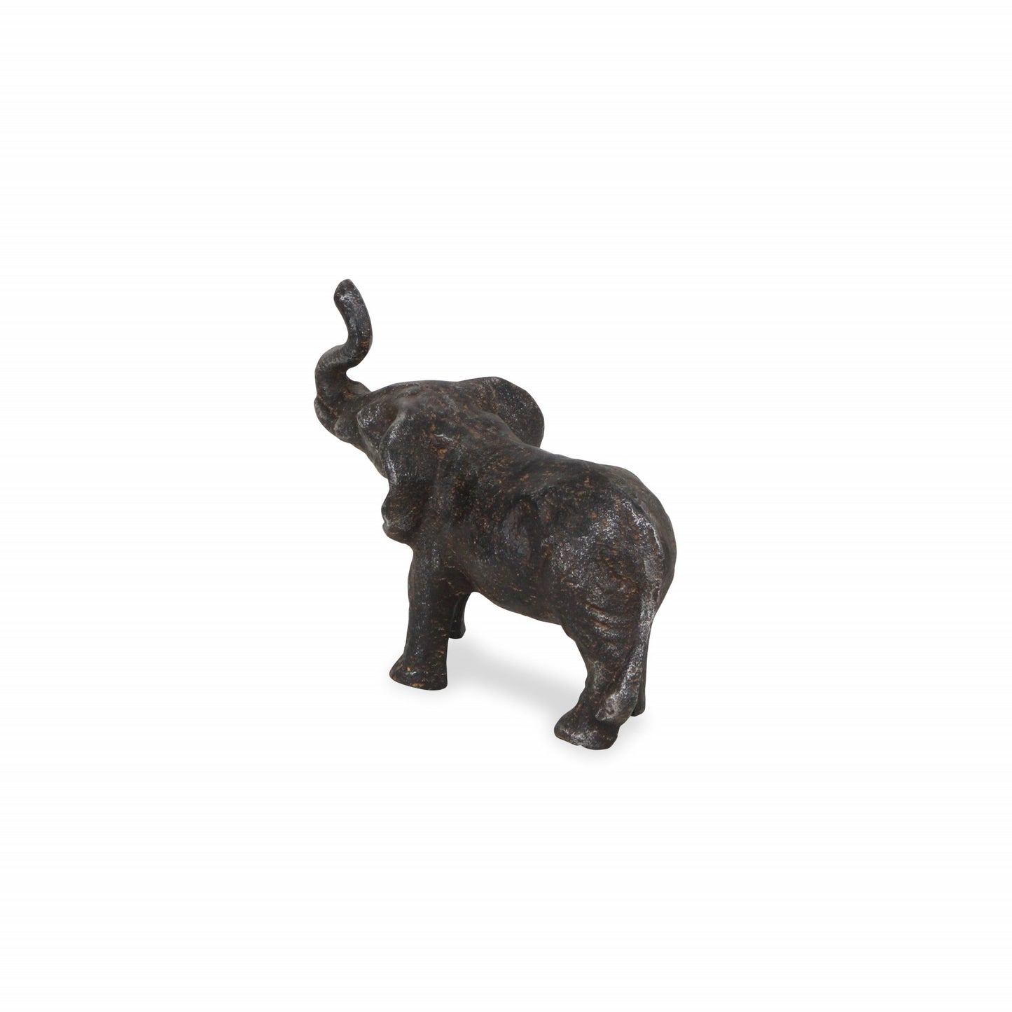 7" Gray Rustic Cast Iron Elephant Hand Painted Sculpture
