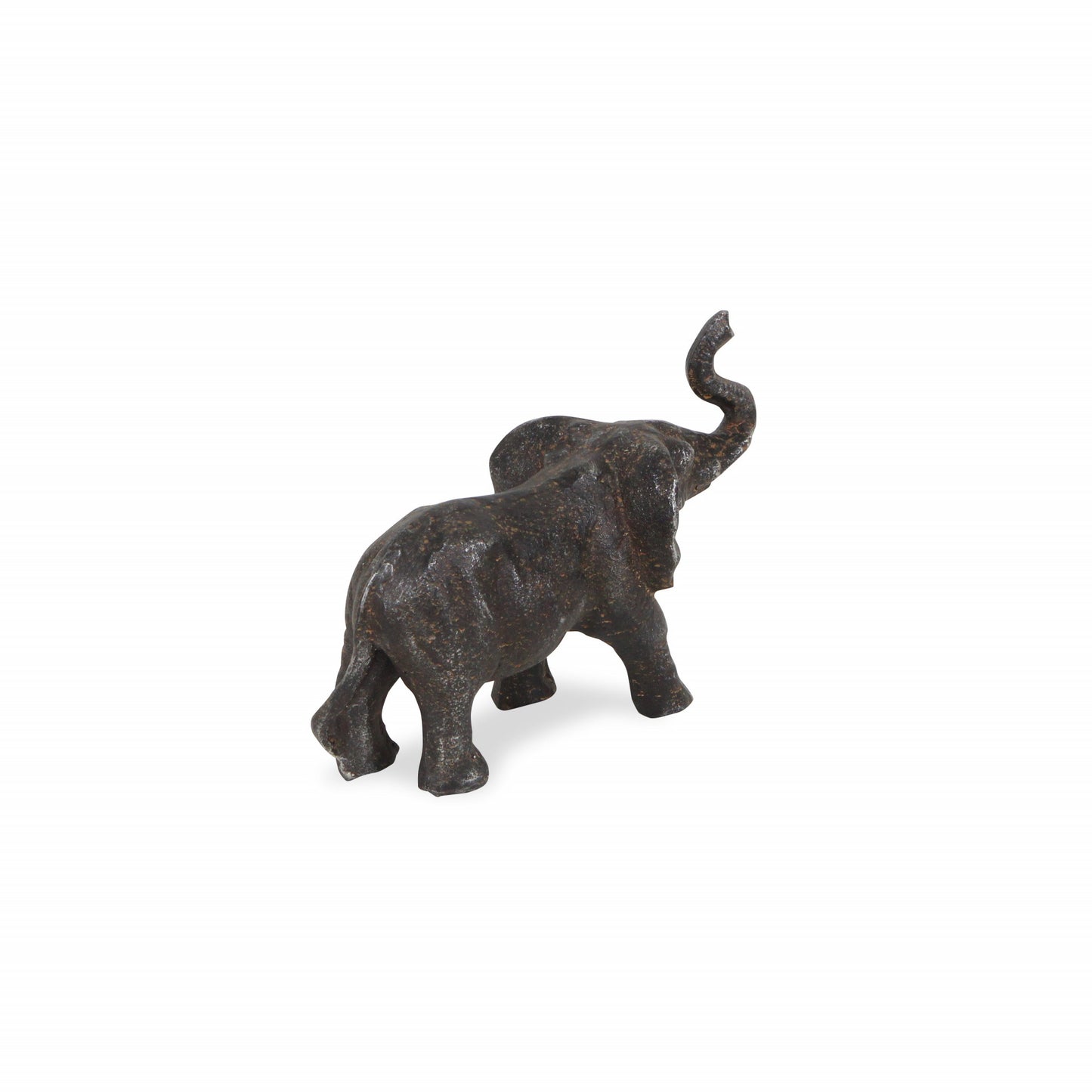7" Gray Rustic Cast Iron Elephant Hand Painted Sculpture