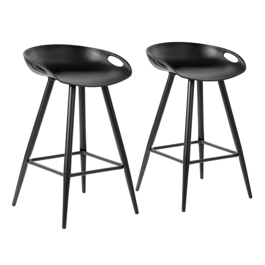 Set Of Two 29" Black Steel Backless Counter Height Bar Chairs With Footrest