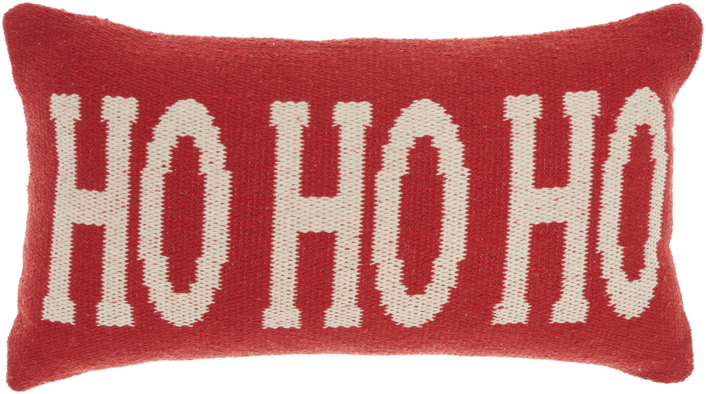 12" X 22" Red Zippered Handmade 100% Cotton Christmas Throw Pillow