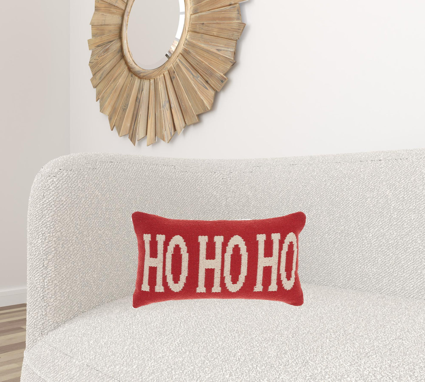 12" X 22" Red Zippered Handmade 100% Cotton Christmas Throw Pillow
