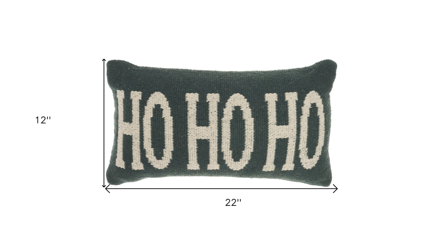 12" X 22" Green Zippered Handmade 100% Cotton Christmas Throw Pillow
