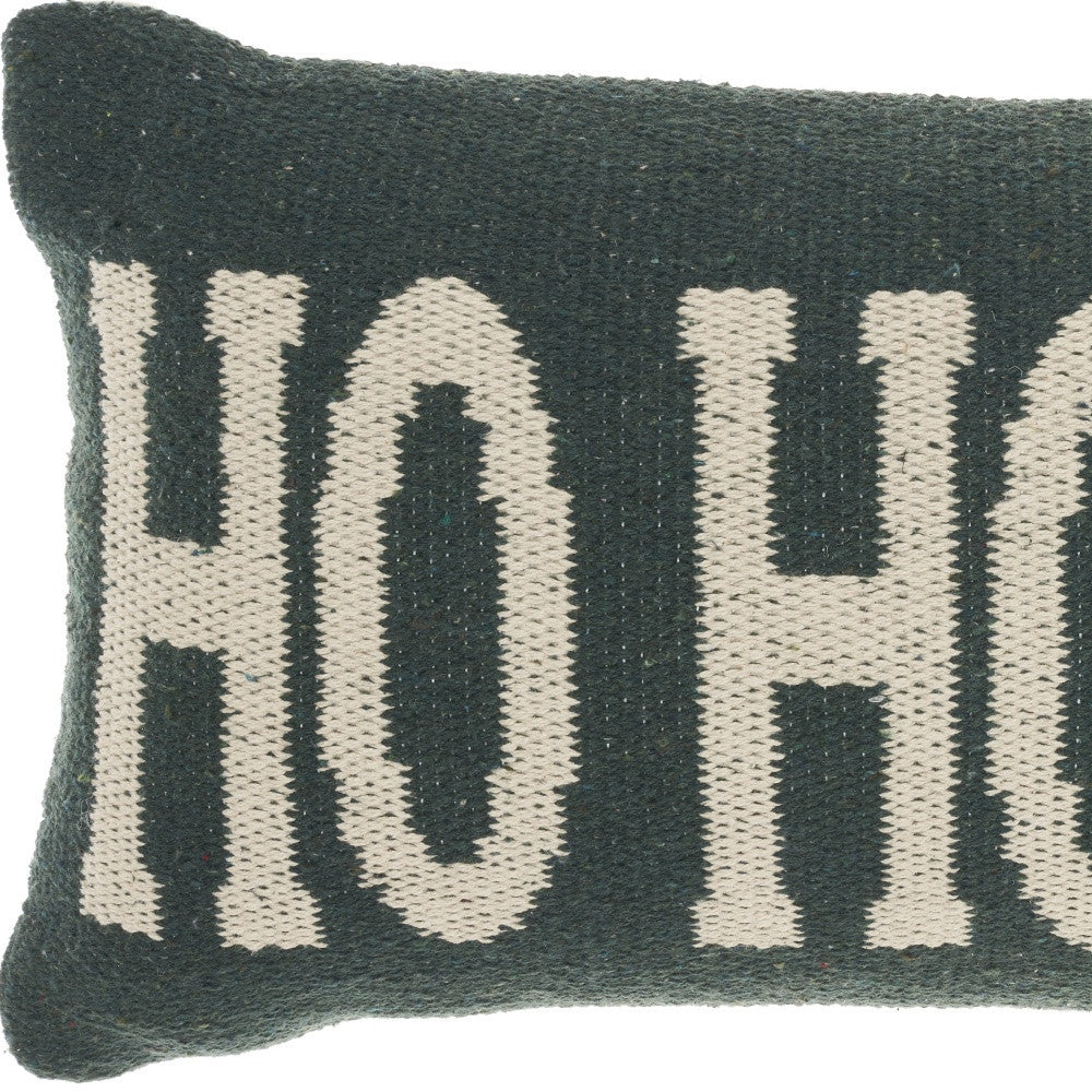 12" X 22" Green Zippered Handmade 100% Cotton Christmas Throw Pillow