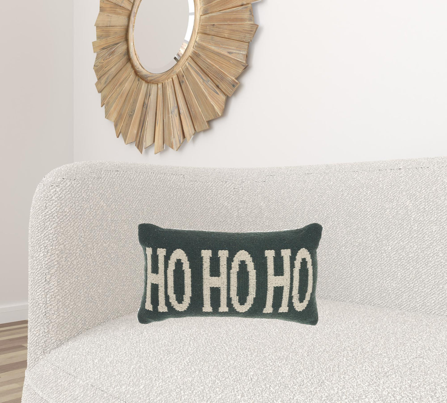 12" X 22" Green Zippered Handmade 100% Cotton Christmas Throw Pillow