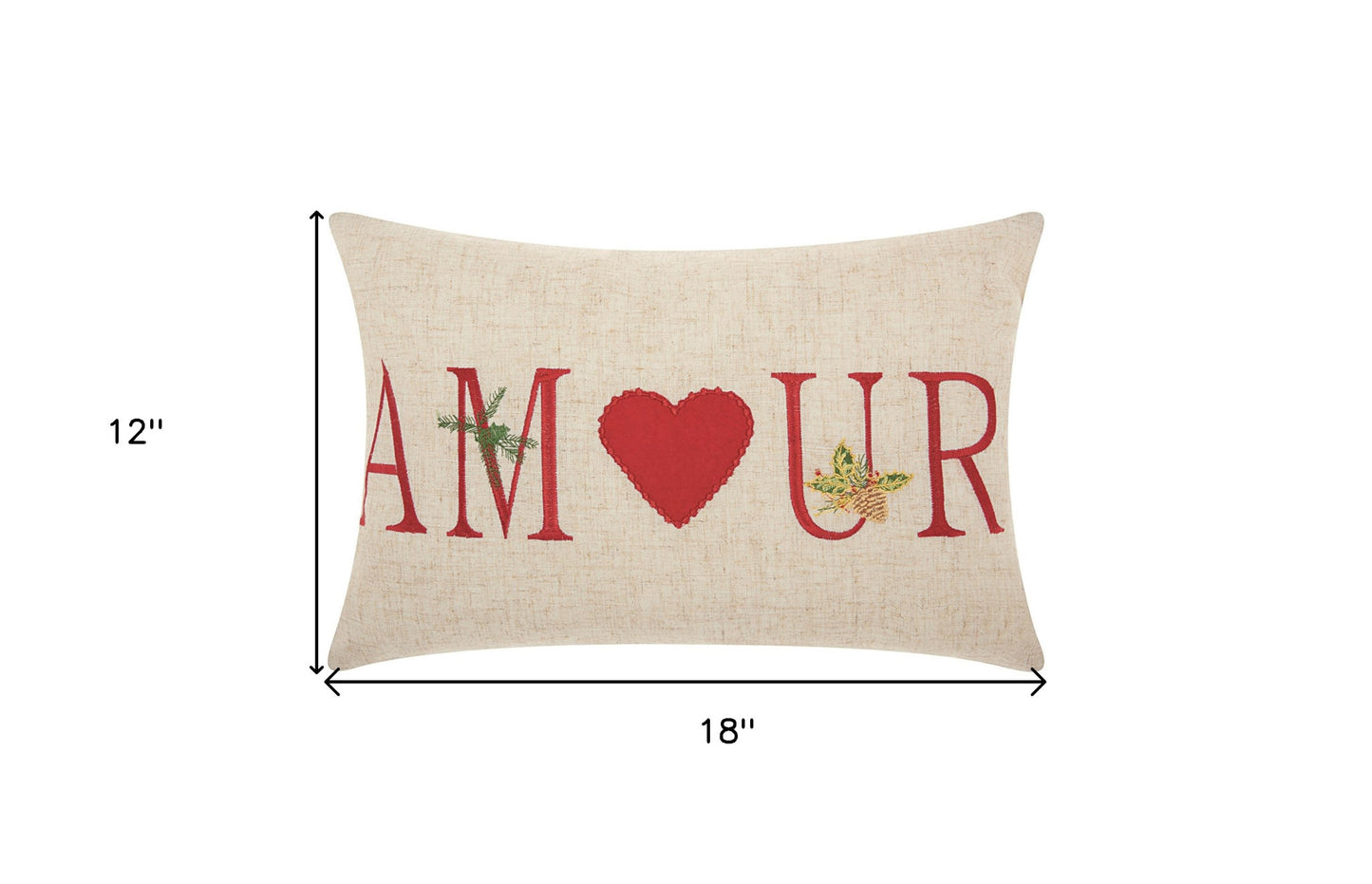 12" X 18" Natural Zippered Polyester Christmas Throw Pillow