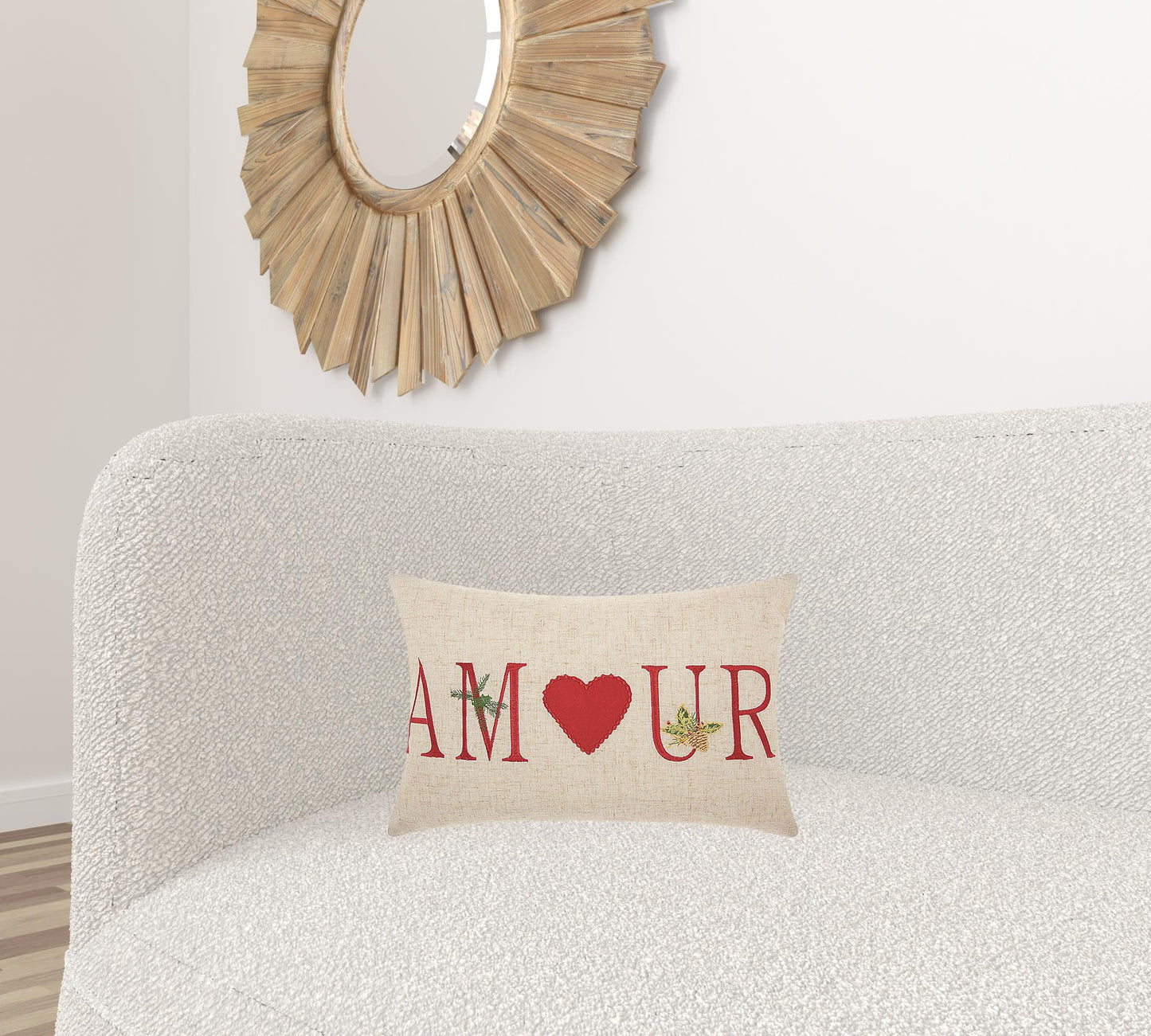 12" X 18" Natural Zippered Polyester Christmas Throw Pillow